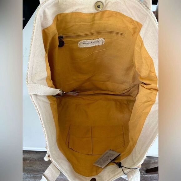 America & Beyond Hand Beaded Neutral Colored Wild Nights Tote Bag NWT - Picture 8 of 8